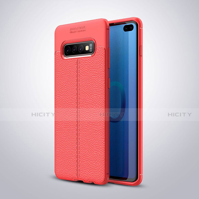 Custodia Silicone Morbida In Pelle Cover H02 per Samsung Galaxy S10 Plus Rosso