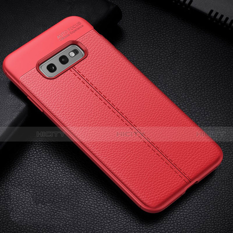 Custodia Silicone Morbida In Pelle Cover H02 per Samsung Galaxy S10e Rosso