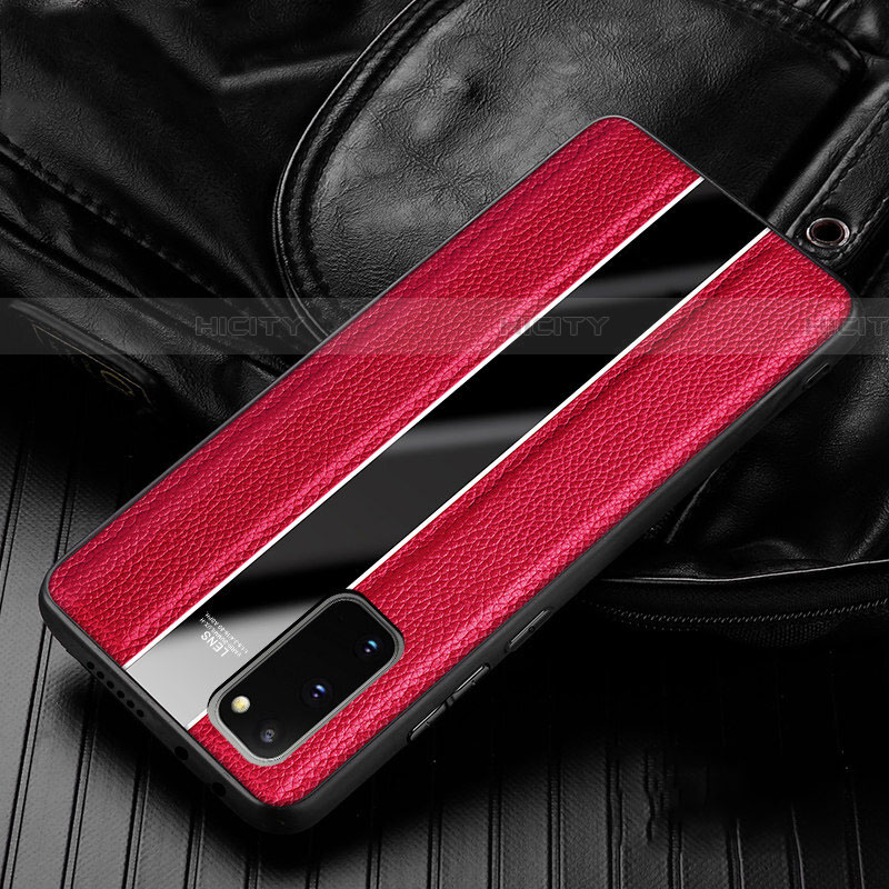 Custodia Silicone Morbida In Pelle Cover H02 per Samsung Galaxy S20 5G Rosso