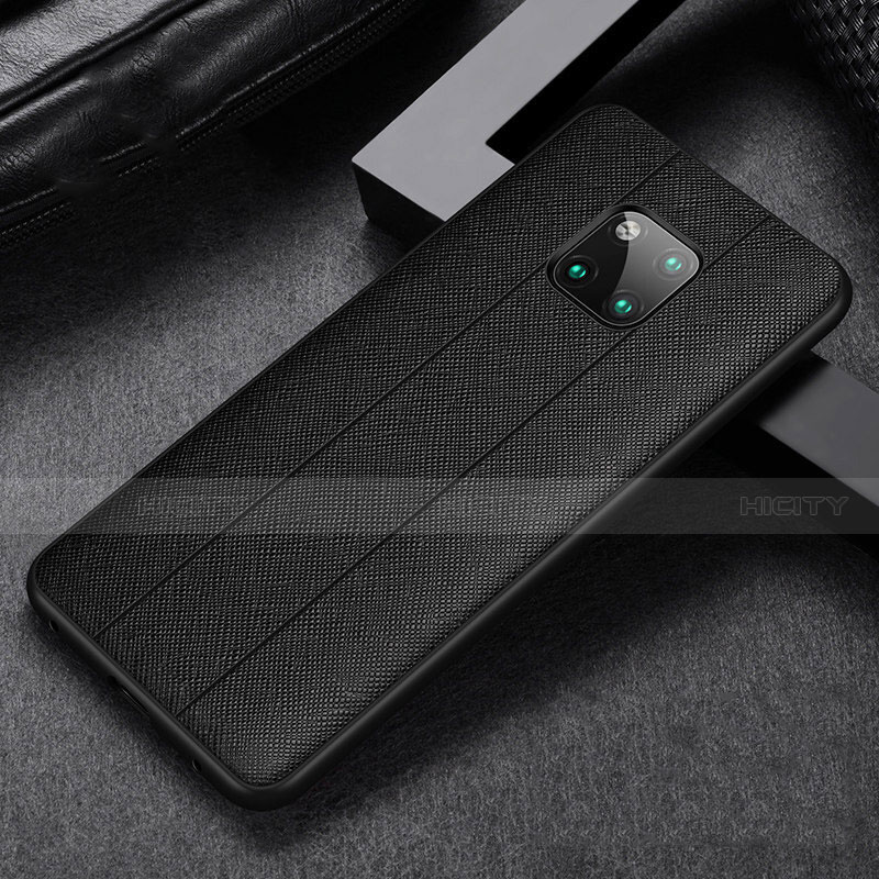 Custodia Silicone Morbida In Pelle Cover H03 per Huawei Mate 20 Pro Nero