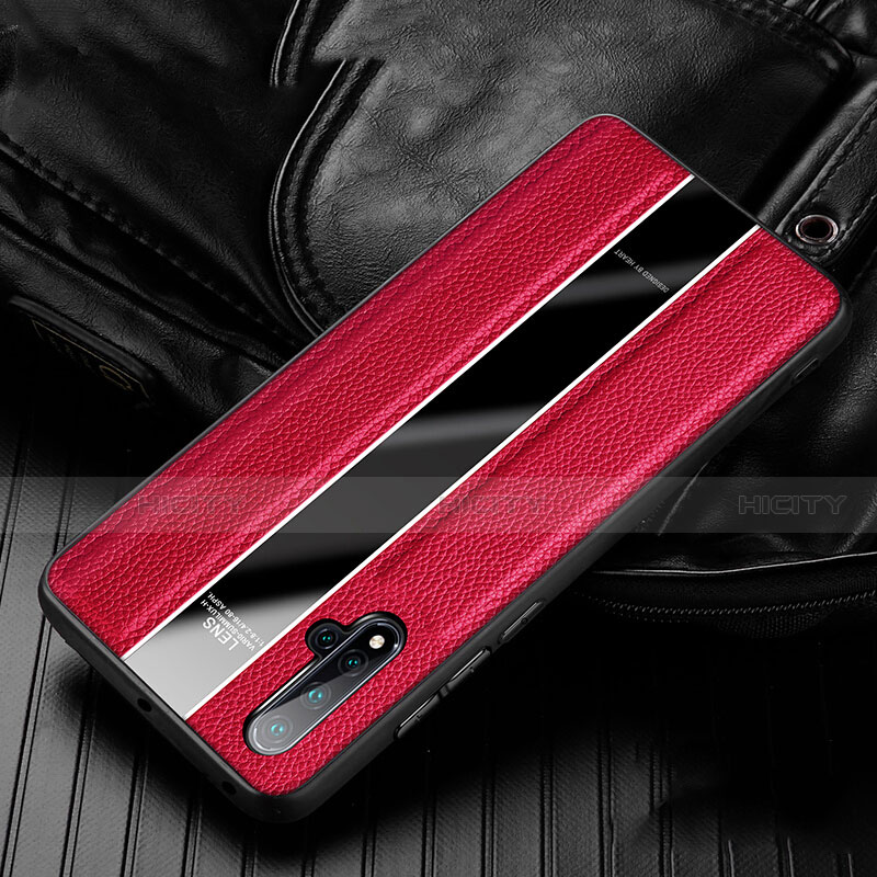 Custodia Silicone Morbida In Pelle Cover H03 per Huawei Nova 5 Rosso