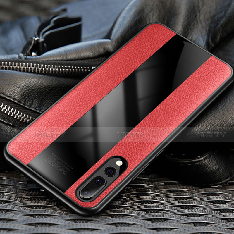 Custodia Silicone Morbida In Pelle Cover H03 per Huawei P20 Pro Rosso