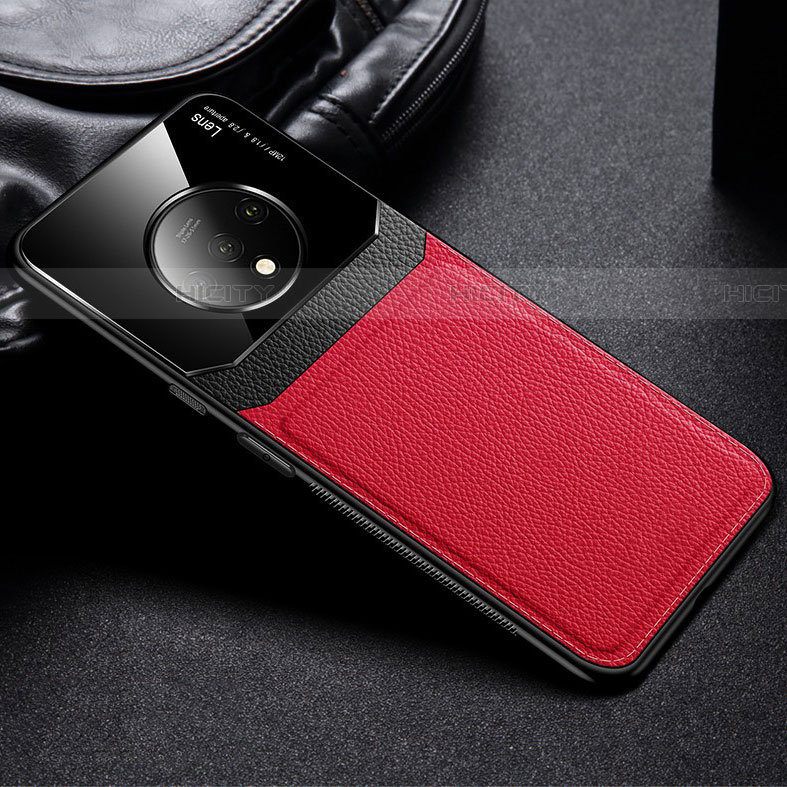 Custodia Silicone Morbida In Pelle Cover H03 per OnePlus 7T Rosso