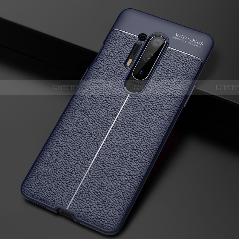 Custodia Silicone Morbida In Pelle Cover H03 per OnePlus 8 Pro Blu