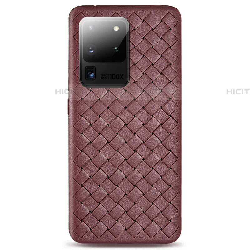 Custodia Silicone Morbida In Pelle Cover H05 per Samsung Galaxy S20 Ultra 5G Marrone