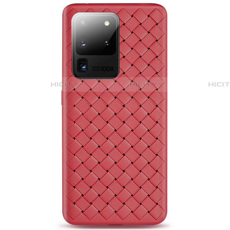 Custodia Silicone Morbida In Pelle Cover H05 per Samsung Galaxy S20 Ultra 5G Rosso