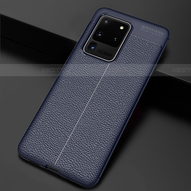 Custodia Silicone Morbida In Pelle Cover H06 per Samsung Galaxy S20 Ultra 5G Blu