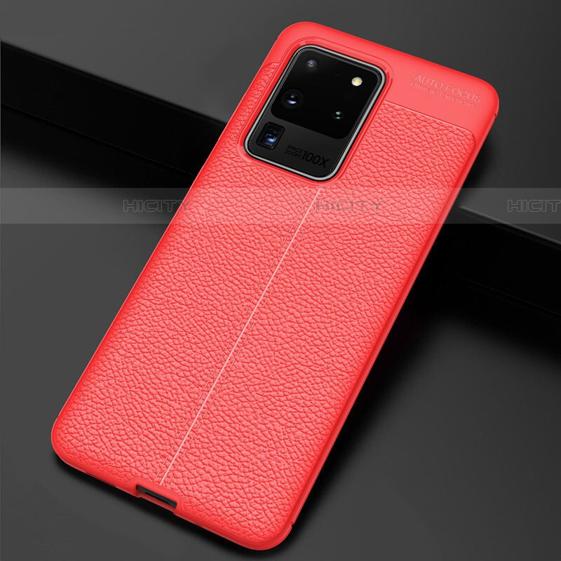 Custodia Silicone Morbida In Pelle Cover H06 per Samsung Galaxy S20 Ultra 5G Rosso