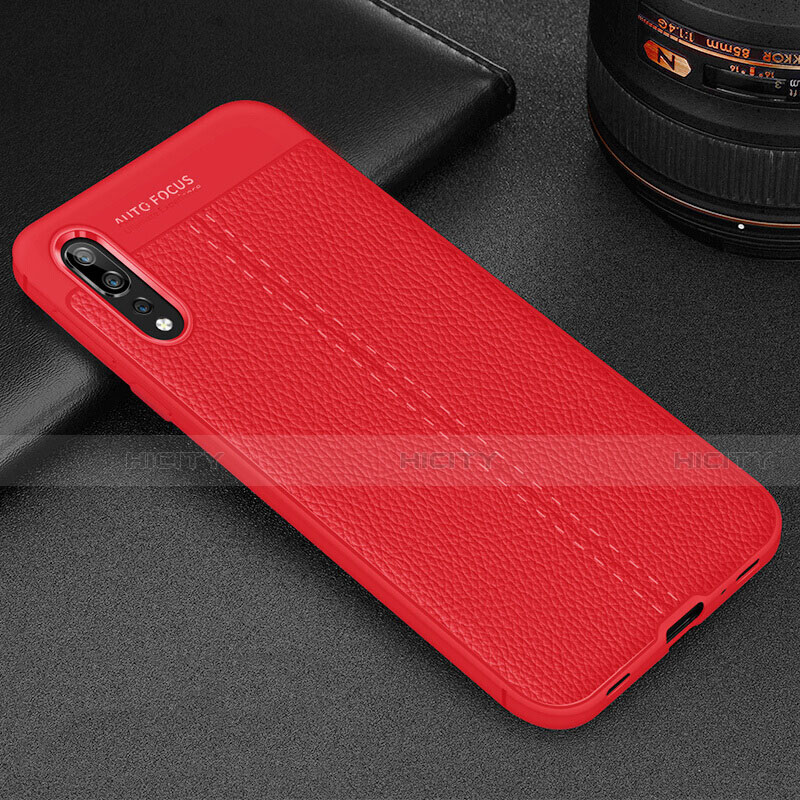 Custodia Silicone Morbida In Pelle Cover H07 per Huawei P20 Pro Rosso