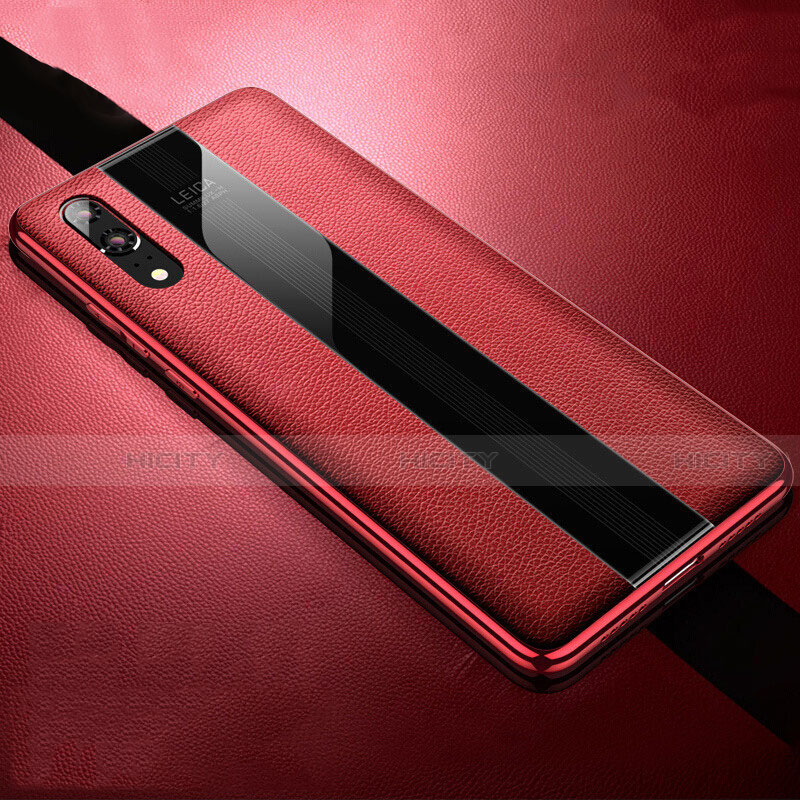Custodia Silicone Morbida In Pelle Cover H07 per Huawei P20 Rosso