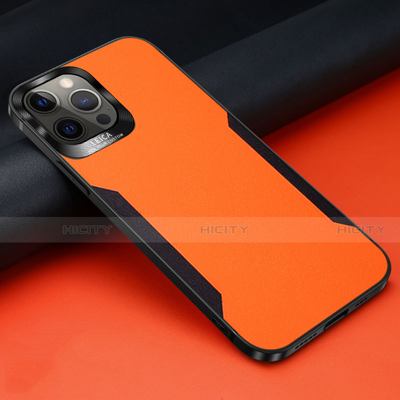 Custodia Silicone Morbida In Pelle Cover N01 per Apple iPhone 12 Pro Arancione