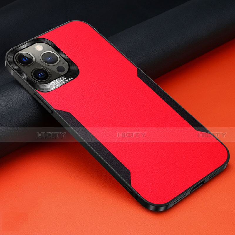 Custodia Silicone Morbida In Pelle Cover N01 per Apple iPhone 12 Pro Rosso