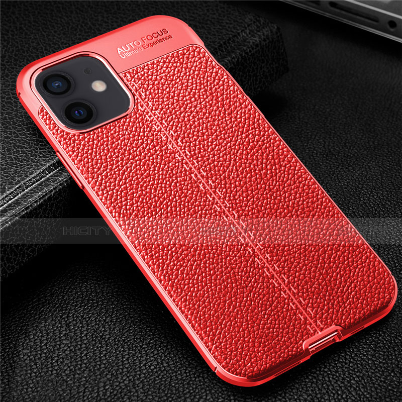 Custodia Silicone Morbida In Pelle Cover per Apple iPhone 12 Rosso