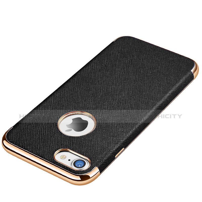 Custodia Silicone Morbida In Pelle Cover per Apple iPhone 7 Nero