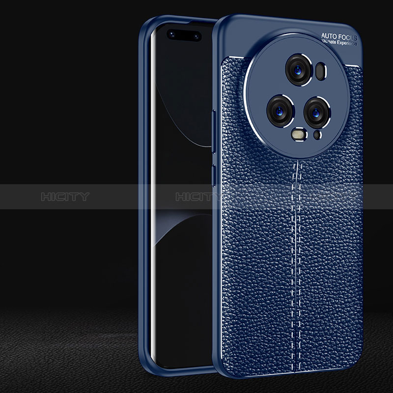 Custodia Silicone Morbida In Pelle Cover per Huawei Honor Magic5 Pro 5G Blu