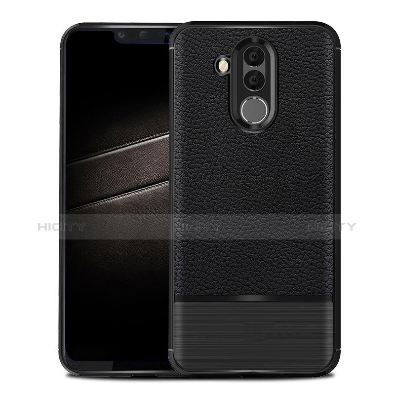 Custodia Silicone Morbida In Pelle Cover per Huawei Mate 20 Lite Nero