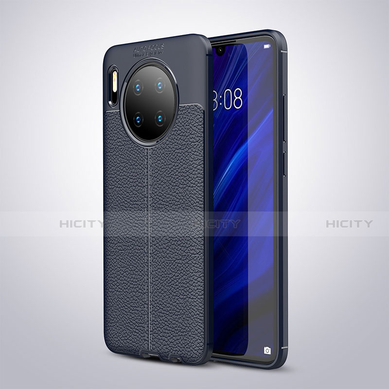 Custodia Silicone Morbida In Pelle Cover per Huawei Mate 30 Pro 5G Blu
