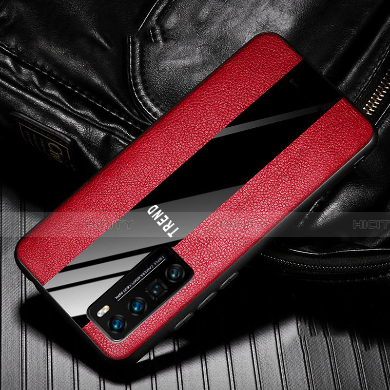 Custodia Silicone Morbida In Pelle Cover per Huawei Nova 7 Pro 5G Rosso