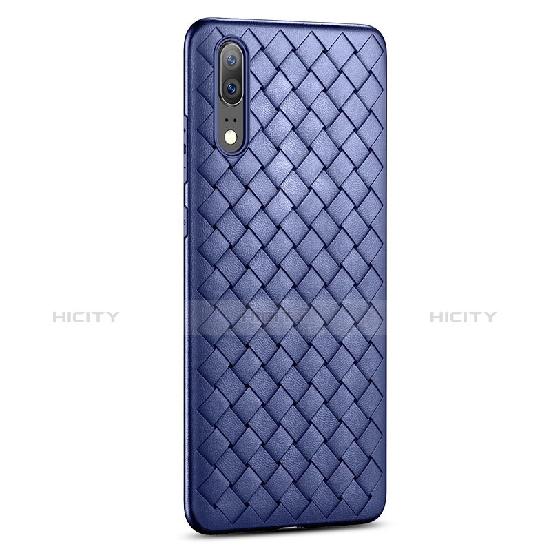 Custodia Silicone Morbida In Pelle Cover per Huawei P20 Blu