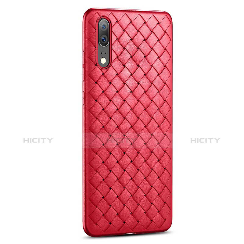 Custodia Silicone Morbida In Pelle Cover per Huawei P20 Rosso