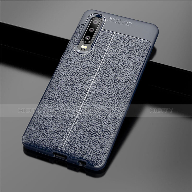Custodia Silicone Morbida In Pelle Cover per Huawei P30 Blu