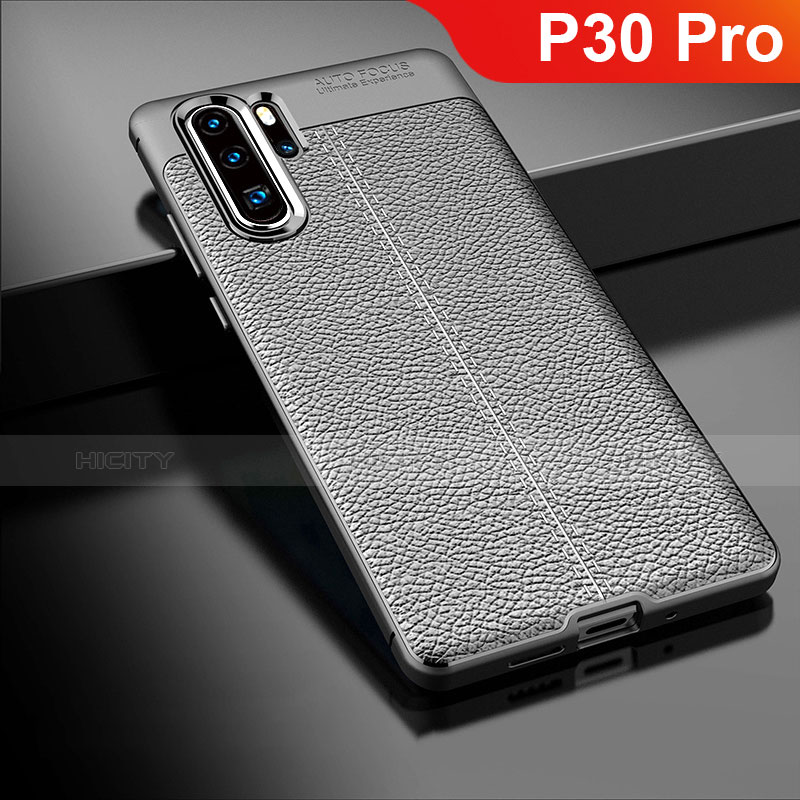 Custodia Silicone Morbida In Pelle Cover per Huawei P30 Pro Nero