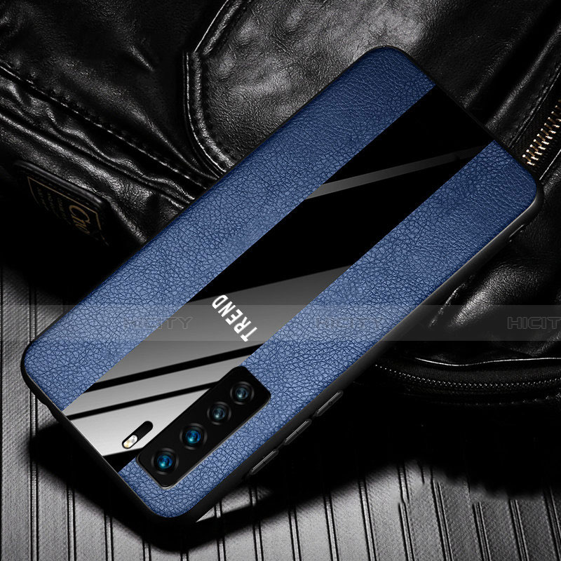 Custodia Silicone Morbida In Pelle Cover per Huawei P40 Lite 5G Blu