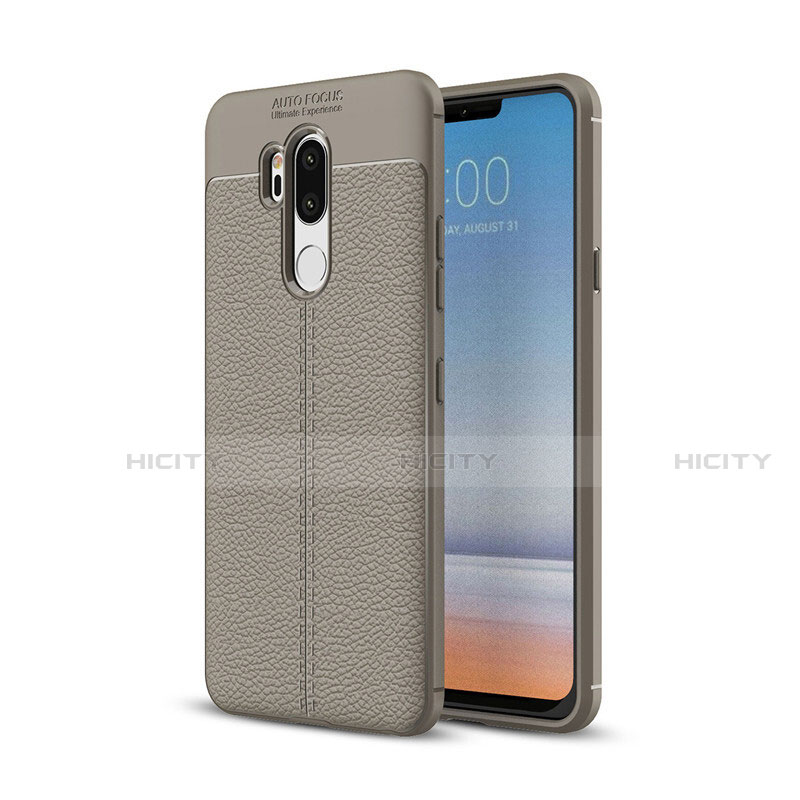 Custodia Silicone Morbida In Pelle Cover per LG G7 Grigio