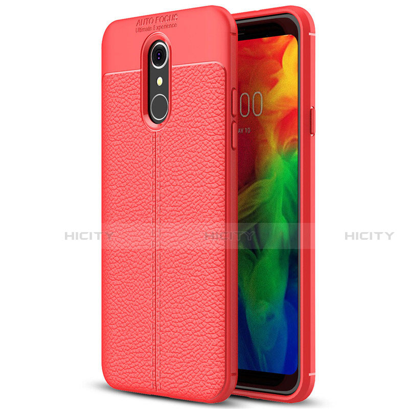 Custodia Silicone Morbida In Pelle Cover per LG Q7 Rosso