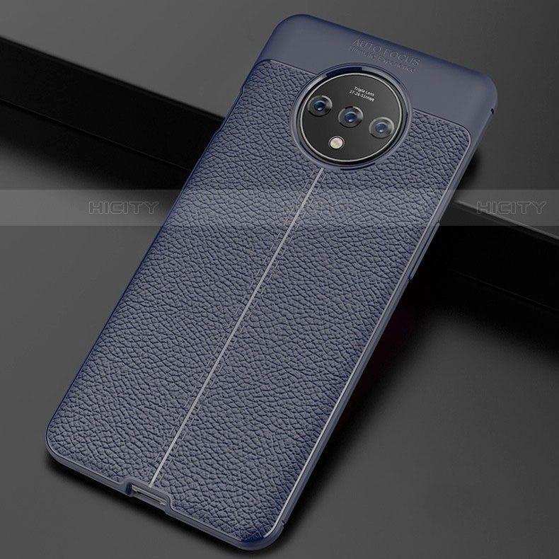 Custodia Silicone Morbida In Pelle Cover per OnePlus 7T Blu