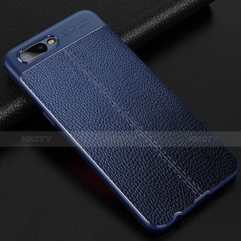 Custodia Silicone Morbida In Pelle Cover per Oppo R15X Blu