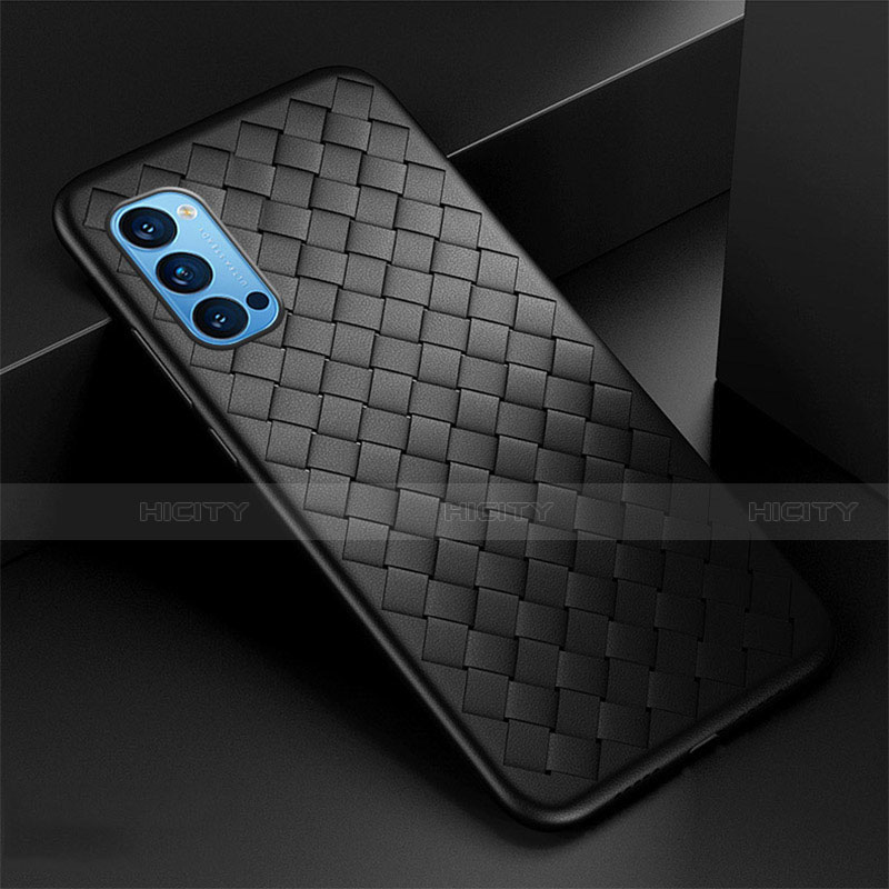 Custodia Silicone Morbida In Pelle Cover per Oppo Reno4 5G Nero