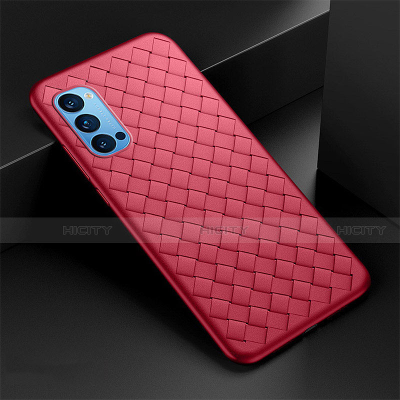 Custodia Silicone Morbida In Pelle Cover per Oppo Reno4 5G Rosso