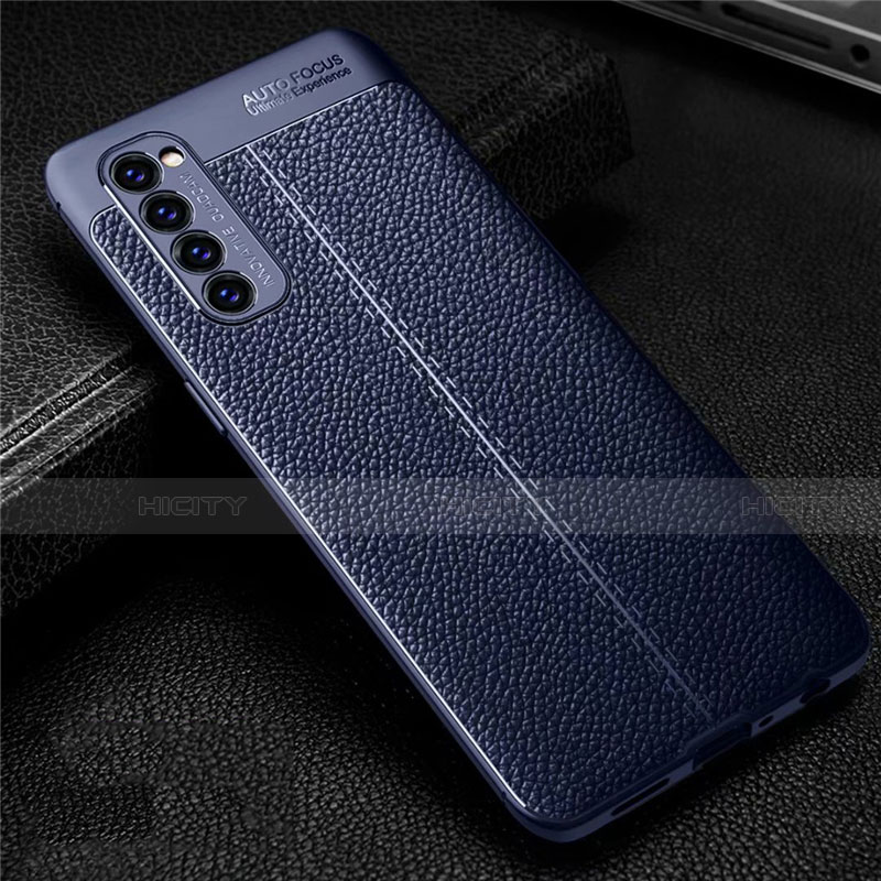 Custodia Silicone Morbida In Pelle Cover per Oppo Reno4 Pro 4G Blu