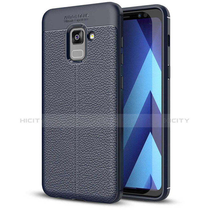 Custodia Silicone Morbida In Pelle Cover per Samsung Galaxy A5 (2018) A530F Blu