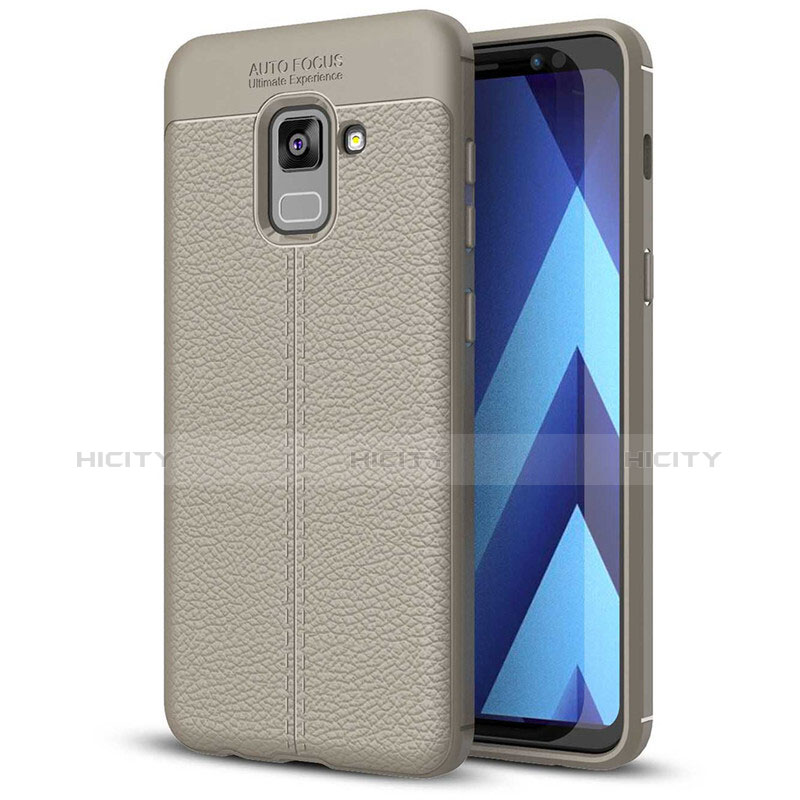 Custodia Silicone Morbida In Pelle Cover per Samsung Galaxy A5 (2018) A530F Grigio