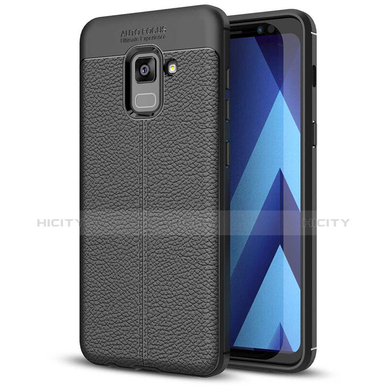 Custodia Silicone Morbida In Pelle Cover per Samsung Galaxy A5 (2018) A530F Nero
