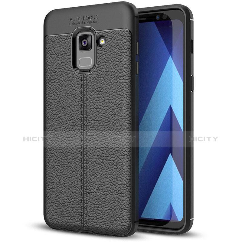 Custodia Silicone Morbida In Pelle Cover per Samsung Galaxy A8+ A8 Plus (2018) A730F Nero