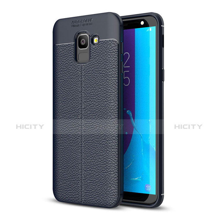 Custodia Silicone Morbida In Pelle Cover per Samsung Galaxy J6 (2018) J600F Blu