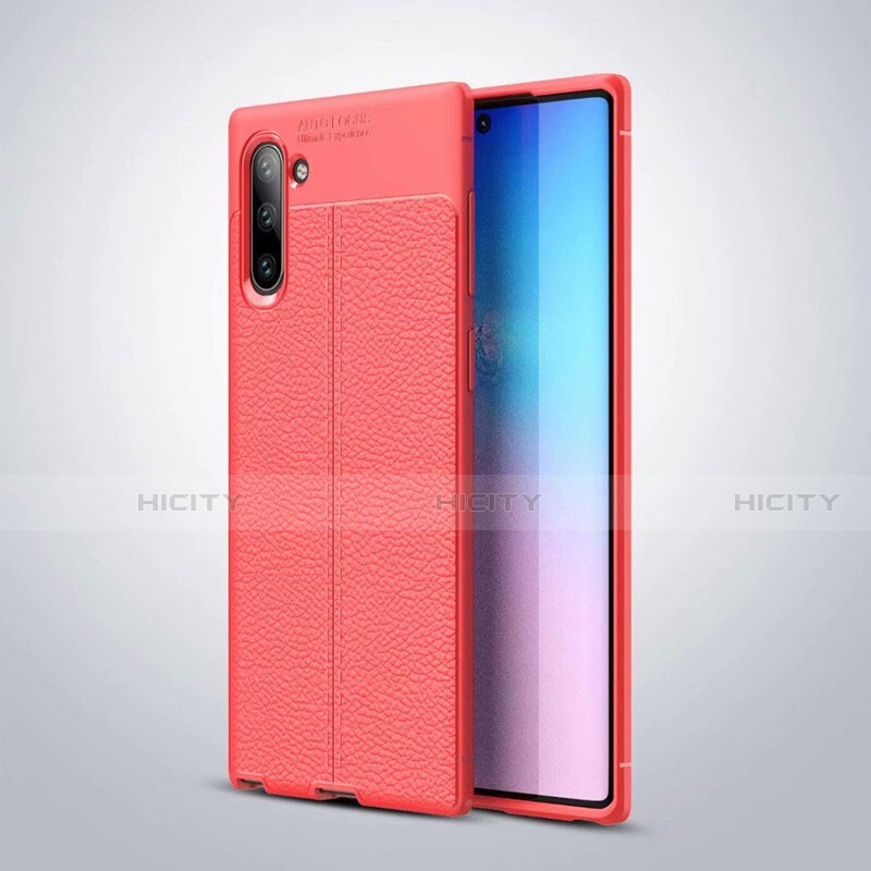Custodia Silicone Morbida In Pelle Cover per Samsung Galaxy Note 10 Rosso