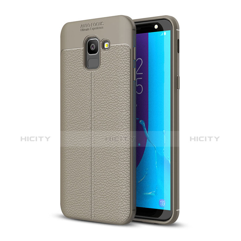 Custodia Silicone Morbida In Pelle Cover per Samsung Galaxy On6 (2018) J600F J600G Grigio