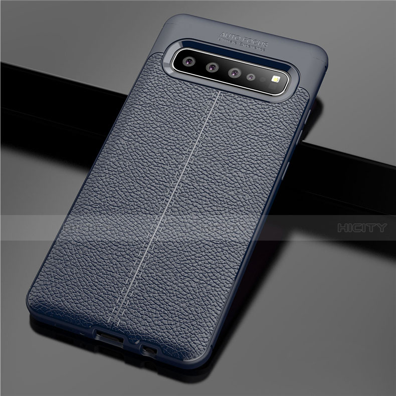Custodia Silicone Morbida In Pelle Cover per Samsung Galaxy S10 5G SM-G977B Blu