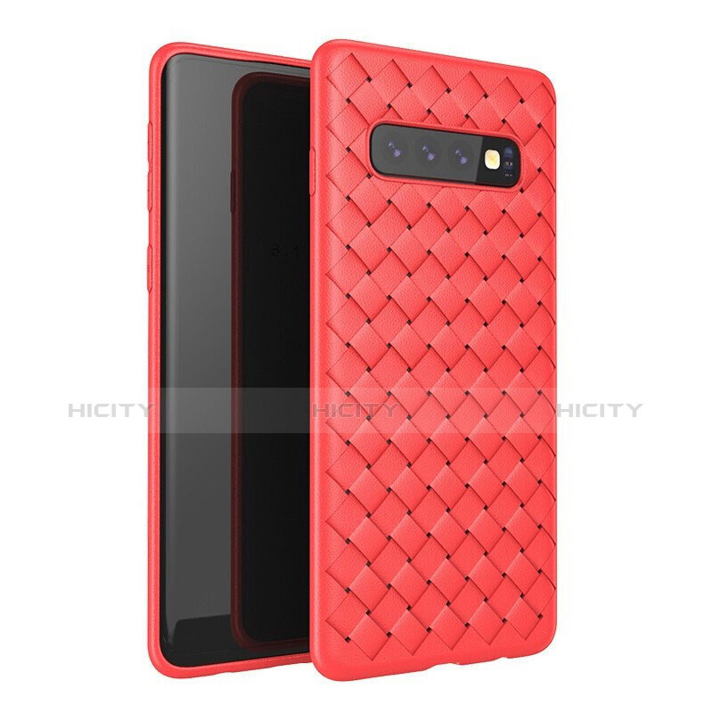 Custodia Silicone Morbida In Pelle Cover per Samsung Galaxy S10 Plus Rosso