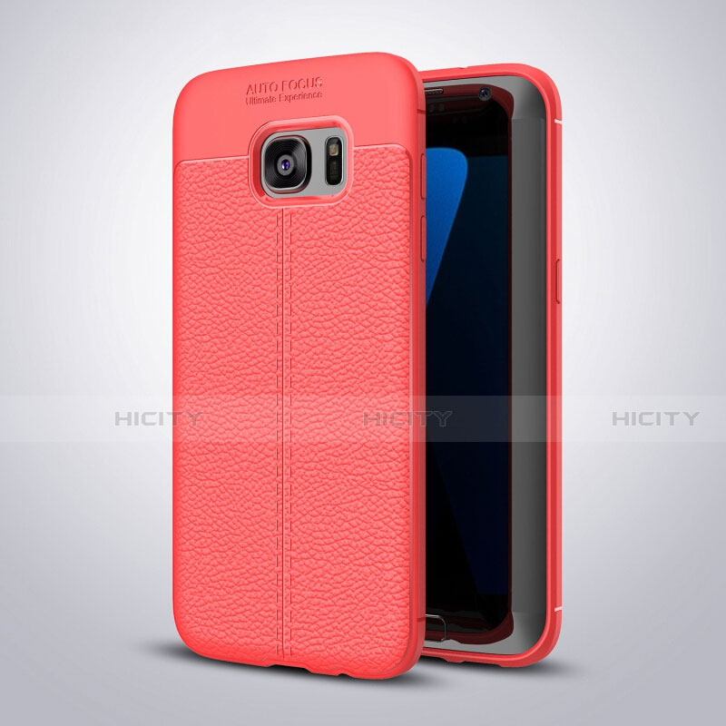 Custodia Silicone Morbida In Pelle Cover per Samsung Galaxy S7 Edge G935F Rosso