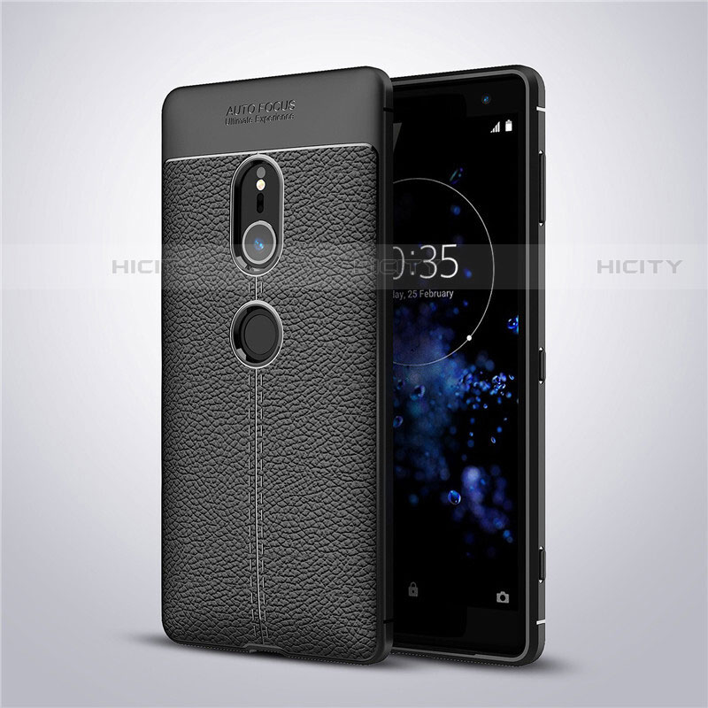 Custodia Silicone Morbida In Pelle Cover per Sony Xperia XZ2 Nero