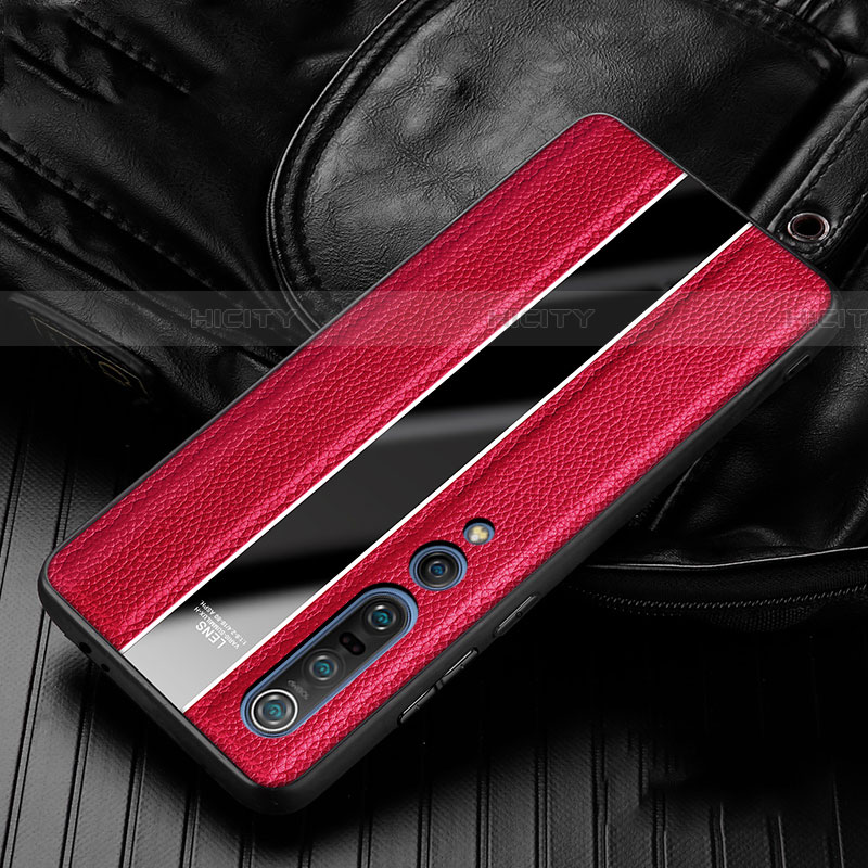 Custodia Silicone Morbida In Pelle Cover per Xiaomi Mi 10 Pro Rosso