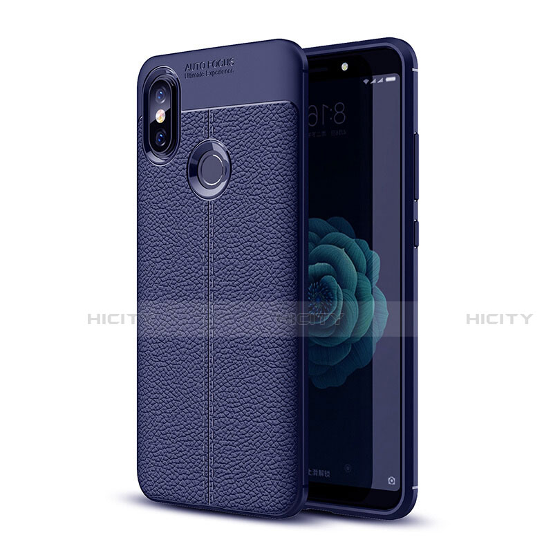 Custodia Silicone Morbida In Pelle Cover per Xiaomi Mi A2 Blu