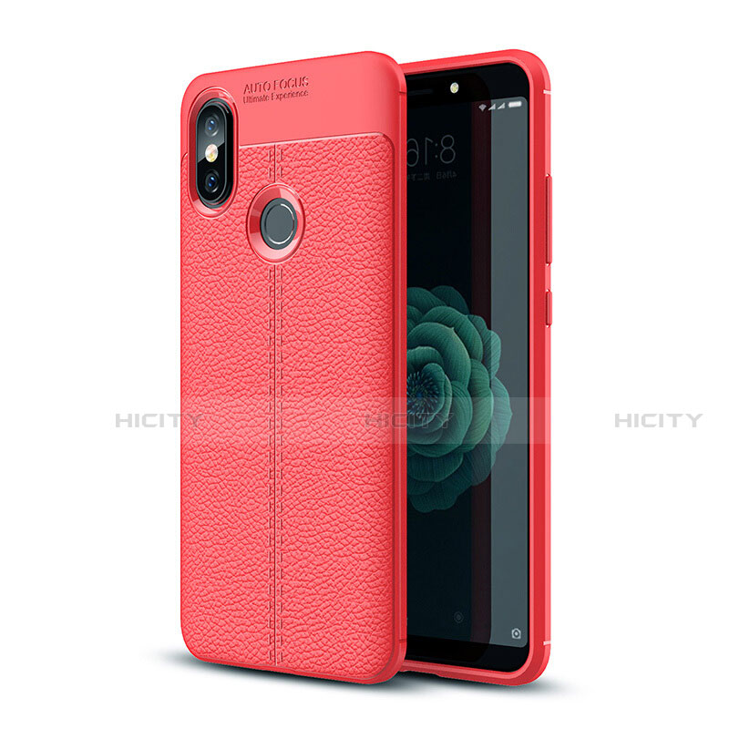 Custodia Silicone Morbida In Pelle Cover per Xiaomi Mi A2 Rosso
