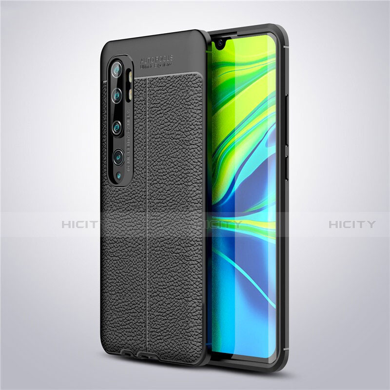Custodia Silicone Morbida In Pelle Cover per Xiaomi Mi Note 10 Pro Nero