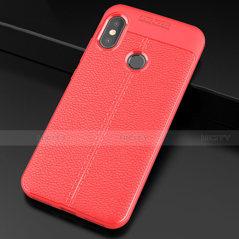 Custodia Silicone Morbida In Pelle Cover per Xiaomi Redmi 6 Pro Rosso